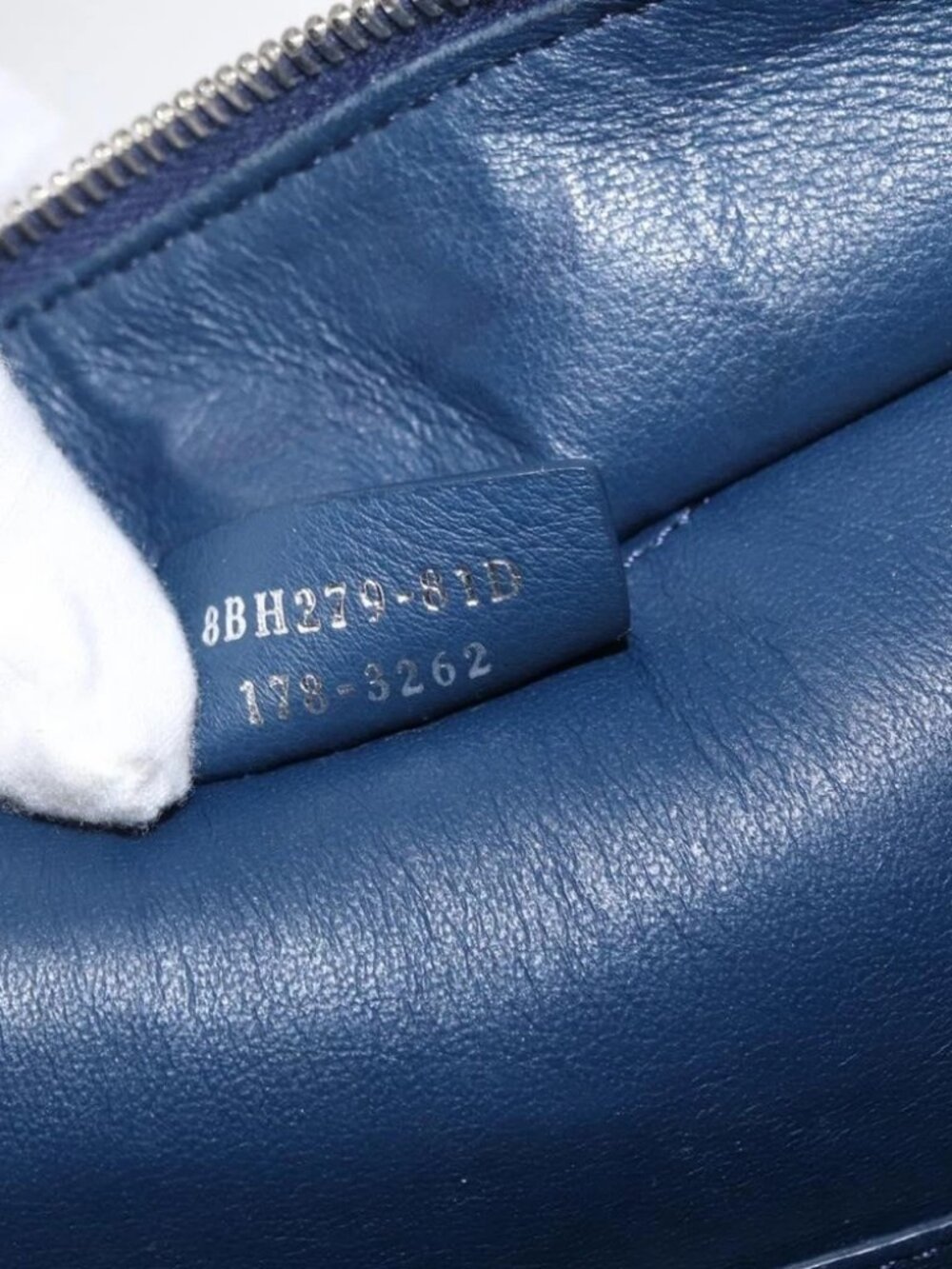 FENDI Trois Jules Hand Bag Leather Navy Silver Auth - Picture 15 of 16